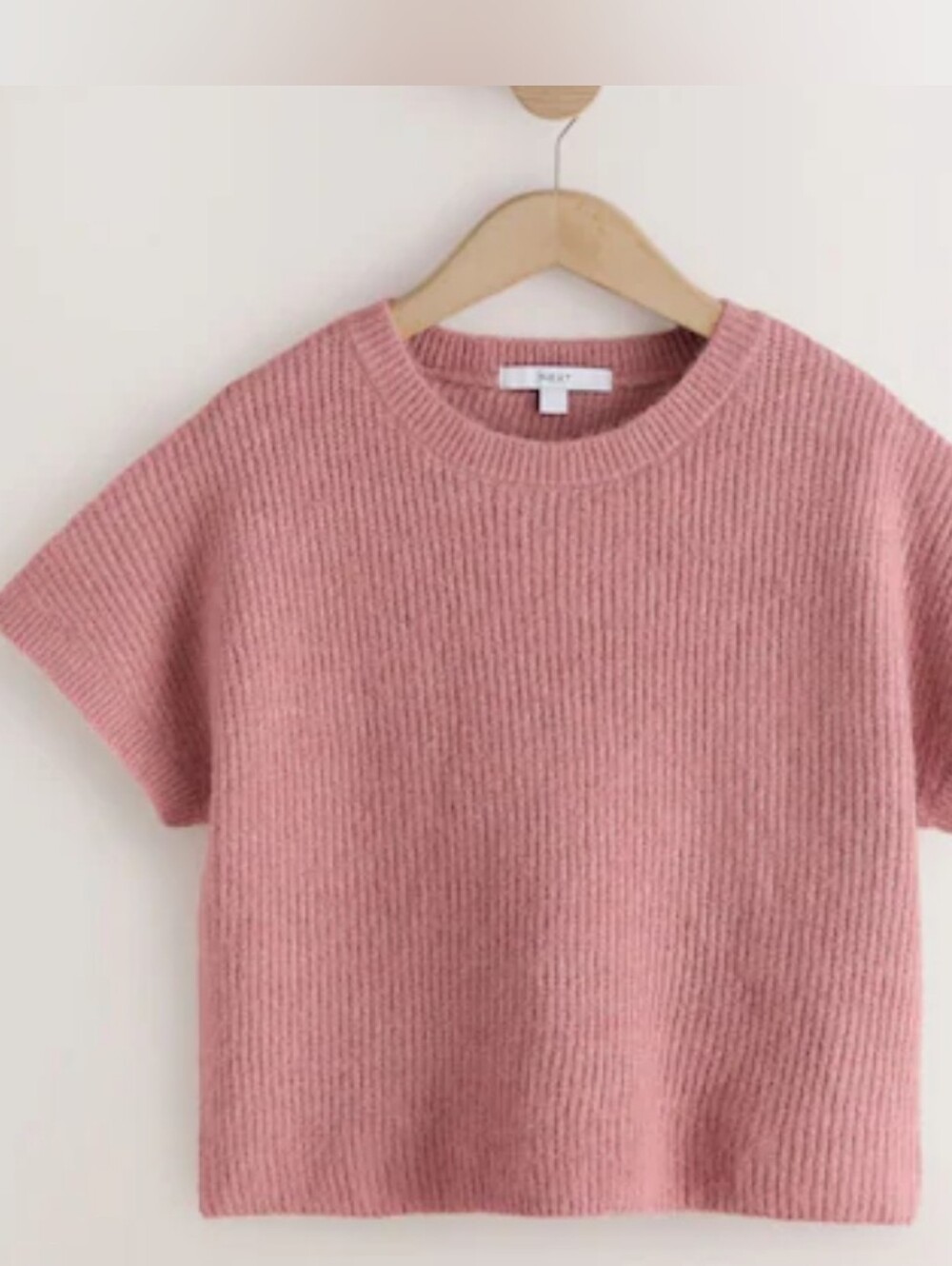 Soft Knit Short-Sleeve Sweater Top - Pink